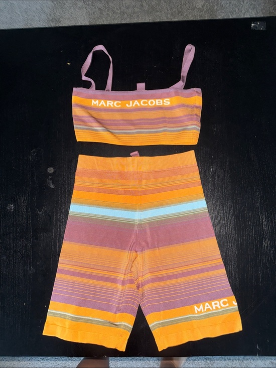 Marc Jacobs Other - Marc Jacobs Orange & Purple Striped Knit Bralette and Bike Shorts Set